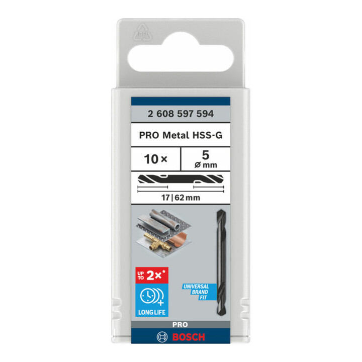 Bosch Doppelendbohrer HSS-G 5 x 17 x 62 mm
