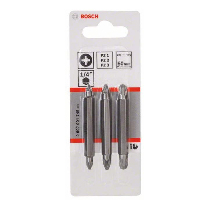 Bosch Doppelklingenbit-Set 3-teilig PZ1 PZ1 PZ2 PZ2 PZ3 PZ3 60 mm