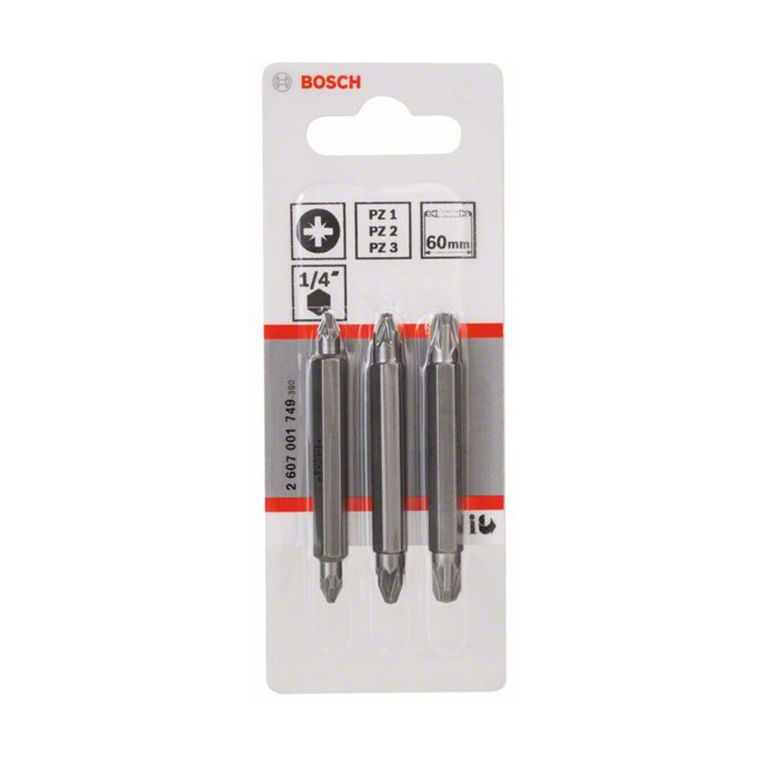 Bosch Doppelklingenbit-Set 3-teilig PZ1 PZ1 PZ2 PZ2 PZ3 PZ3 60 mm