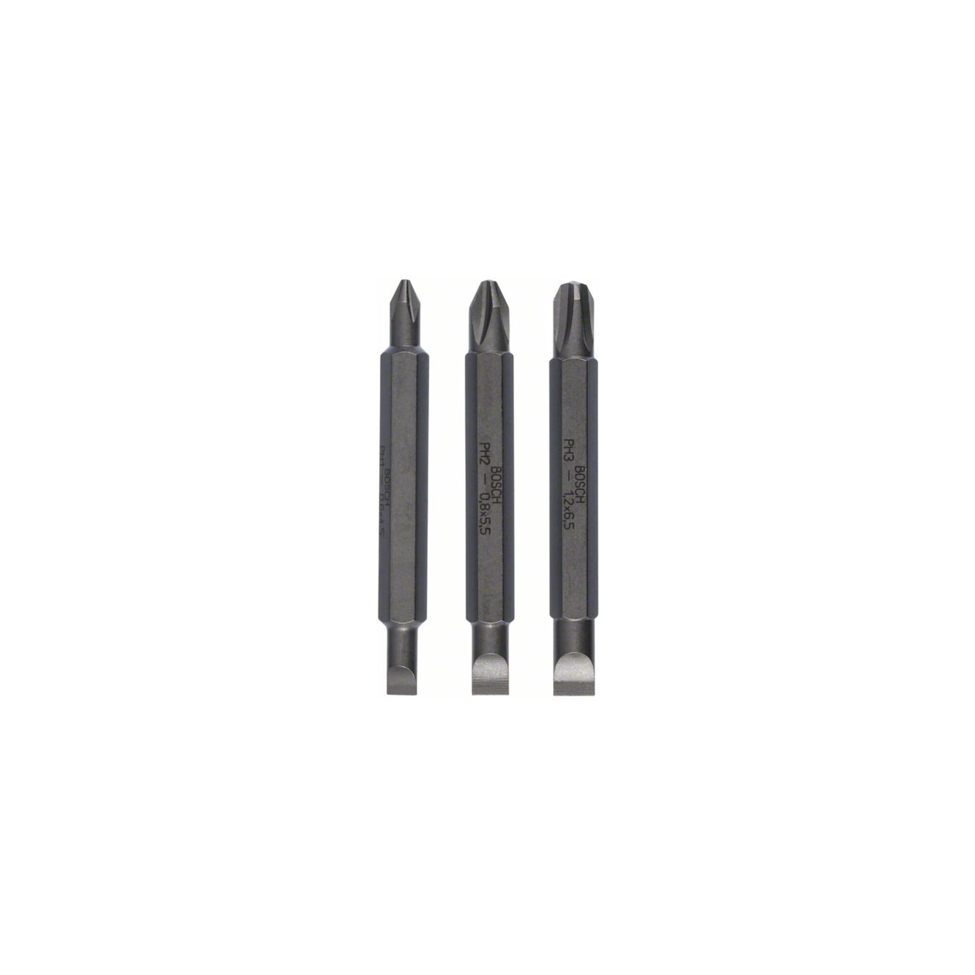 BOSCH Doppelklingenbit-Set 3-teilig S0,6x4,5 PH1 S0,8x5,5 PH2 S1,2x6,5 PH3,60mm