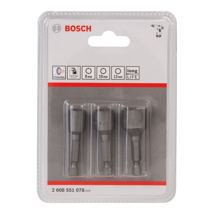 Bosch dopsleutelset 3-delig 50 mm 8, 10 13 mm