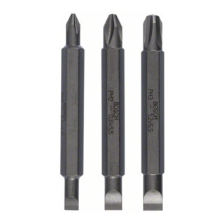 Bosch dubbelbaard bit set 3-delig S0.6x4.5 PH1 S0.8x5.5 PH2 S1.2x6.5 PH3.60mm