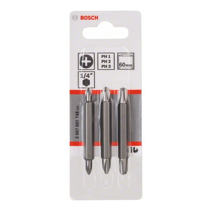 Bosch dubbelbaardbitset 3-delig PH1 PH2 PH3 PH3 60 mm