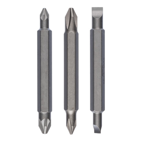 Bosch dubbelbaardbitset 3-delig PH1 PZ1 S 0,6x4,5 PH2 PZ2 S1,0x5,5 60 mm