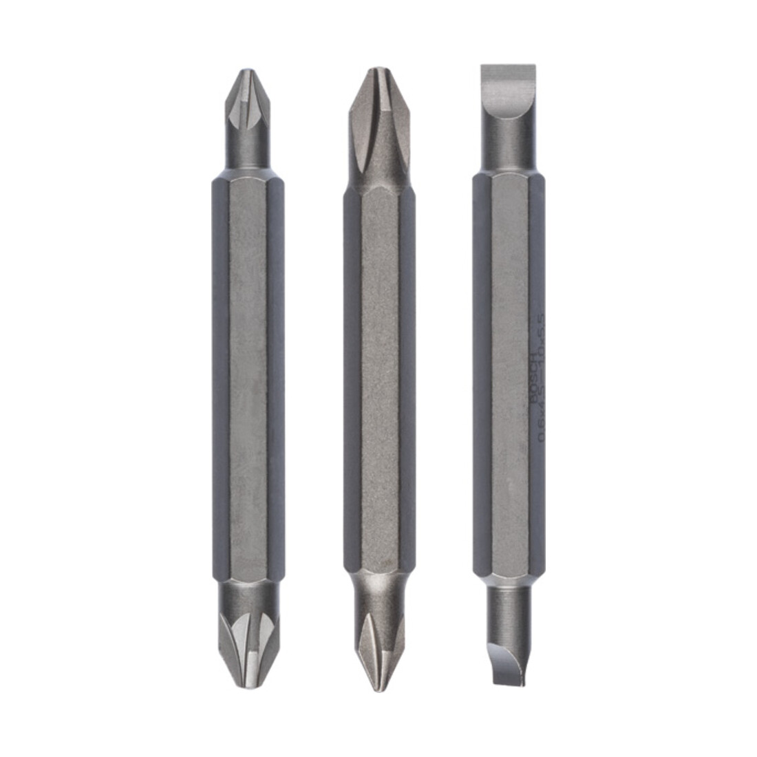 Bosch dubbelbaardbitset 3-delig PH1 PZ1 S 0,6x4,5 PH2 PZ2 S1,0x5,5 60 mm
