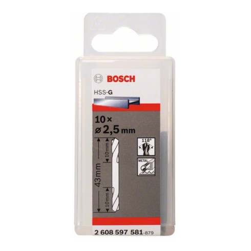 Bosch dubbele cilinderboor HSS-G 2,5 x 10 x 43 mm