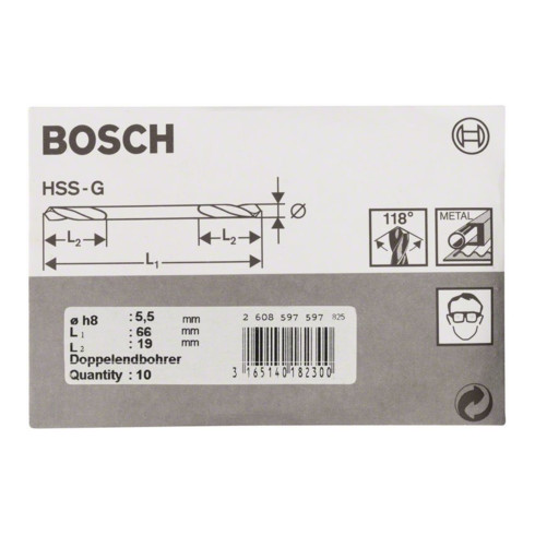 Bosch dubbele cilinderboor HSS-G 5,5 x 19 x 66 mm