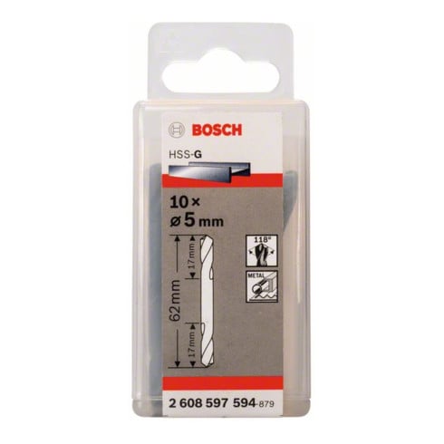 Bosch dubbele cilinderboor HSS-G 5 x 17 x 62 mm