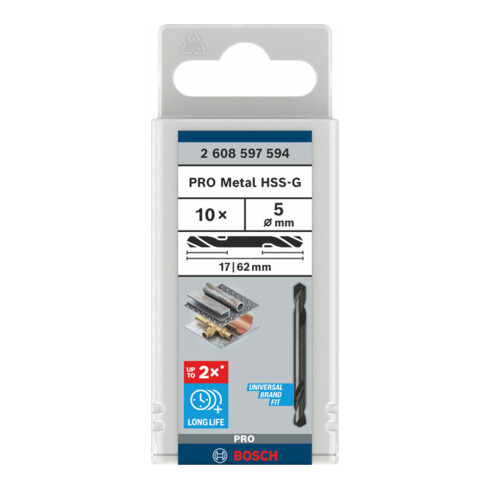Bosch dubbele cilinderboor HSS-G 5 x 17 x 62 mm