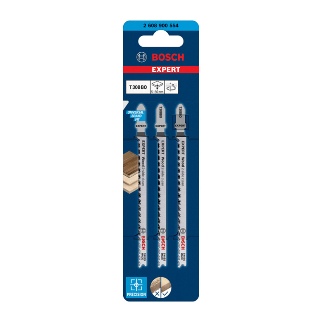 Bosch Expert 'Wood 2-side clean' T 308 BO Lame de scie sauteuse