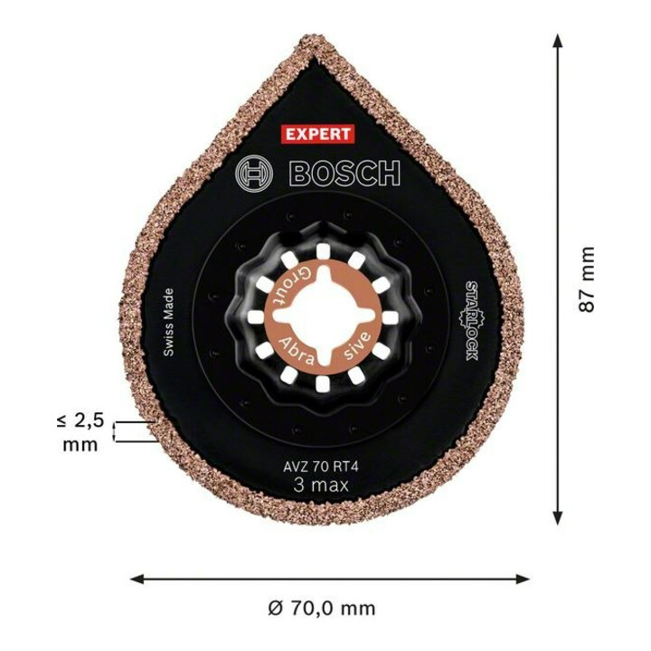 Bosch Expert 3 max AVZ 70 RT4 plaque de démontage des joints pour outils multifonctions, 70 mm