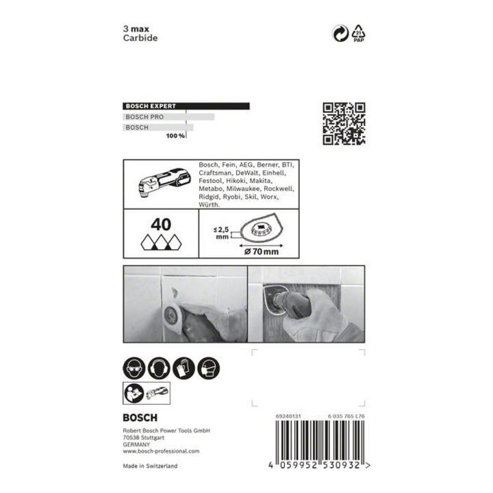 Bosch Expert 3 max AVZ 70 RT4 plaque de démontage des joints pour outils multifonctions, 70 mm