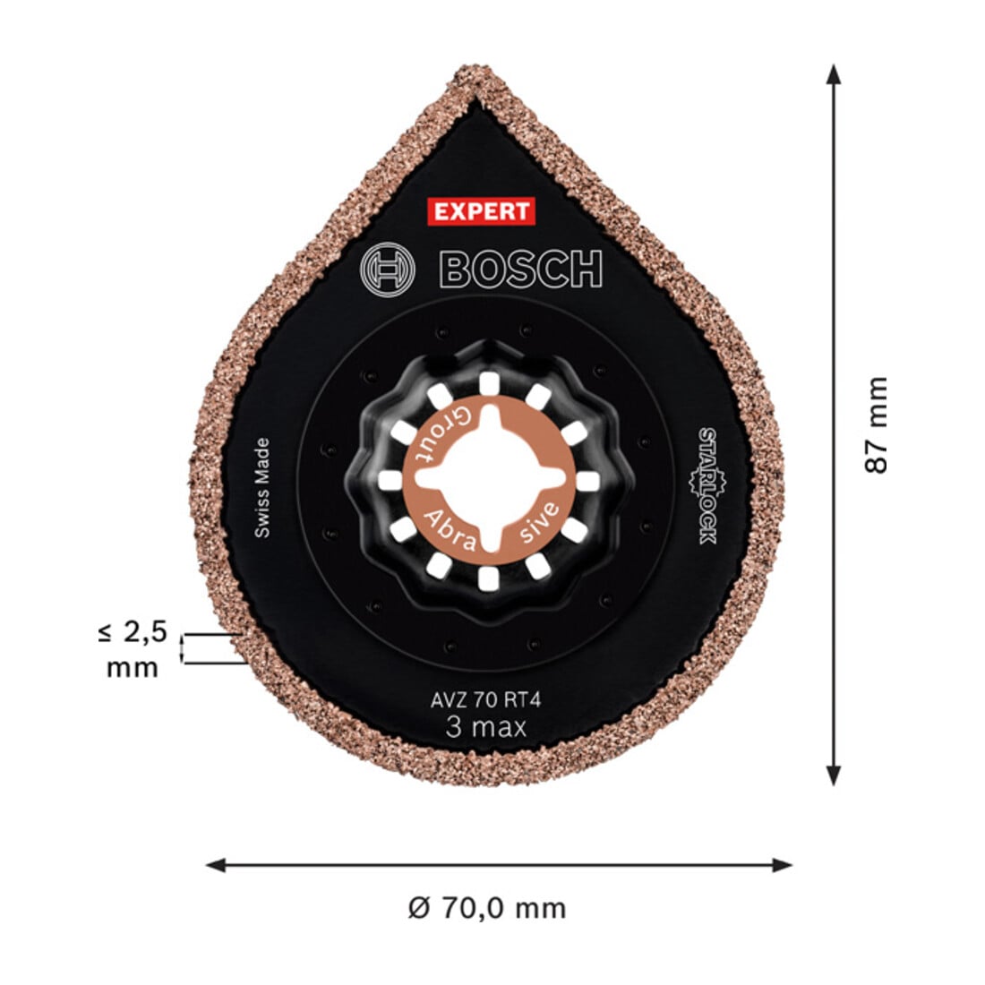 Bosch Expert 3 max AVZ 70 RT4 plaque de démontage des joints pour outils multifonctions, 70 mm