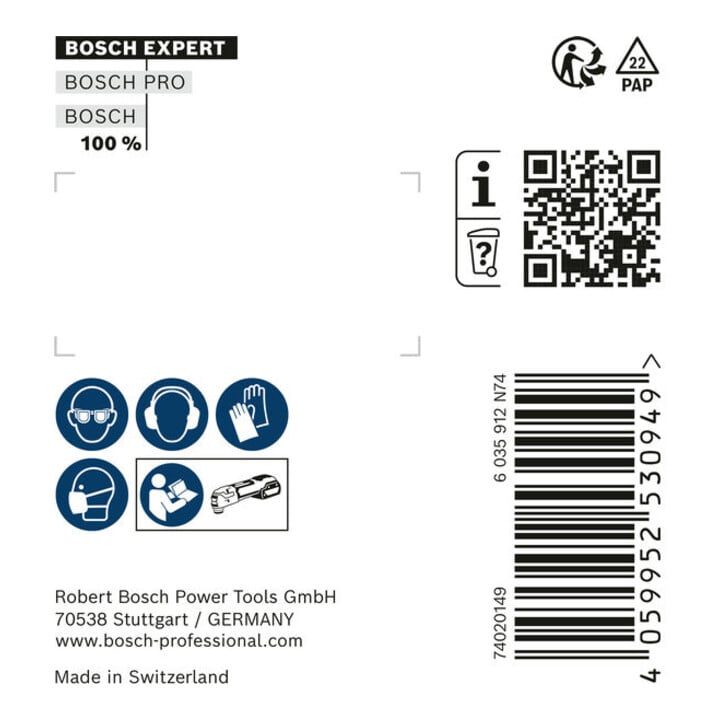 Bosch Expert 3 max AVZ 70 RT4 Platte zum Entfernen von Fugen für Multifunktionswerkzeuge, 70 mm
