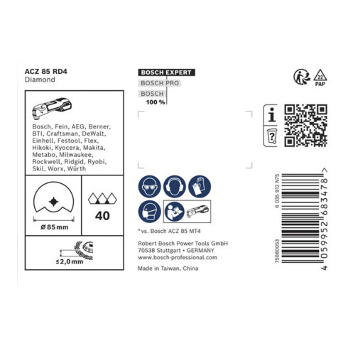 Bosch EXPERT ACZ 85 RD4 voegsegmentzaagblad, 85 mm, 10-dlg.