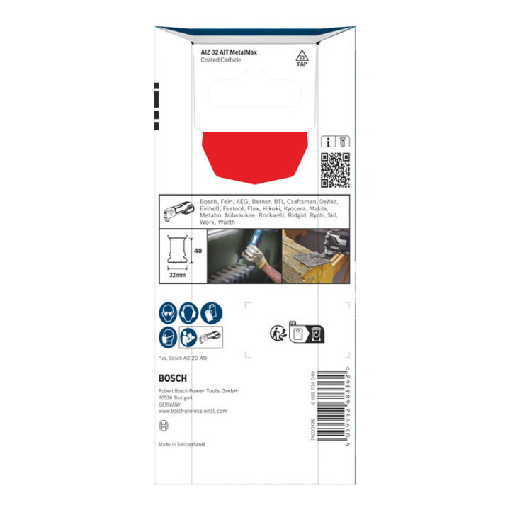 Bosch EXPERT AIZ 32 AIT MetalMax Lame de scie plongeante métal, 32 x 40 mm, 5 pièces