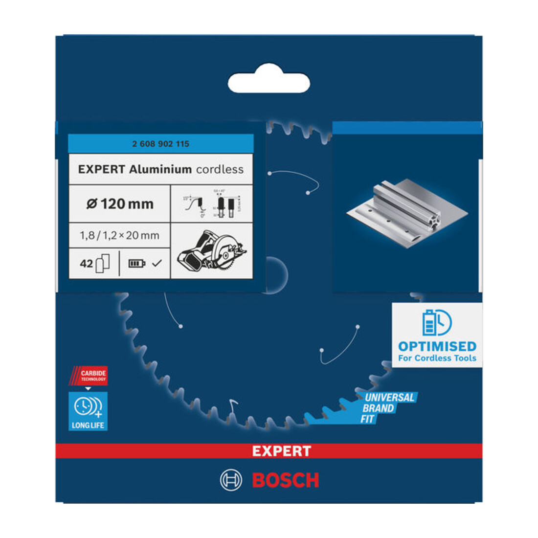 Bosch EXPERT Aluminium cirkelzaagblad, 120x20 mm, Z42