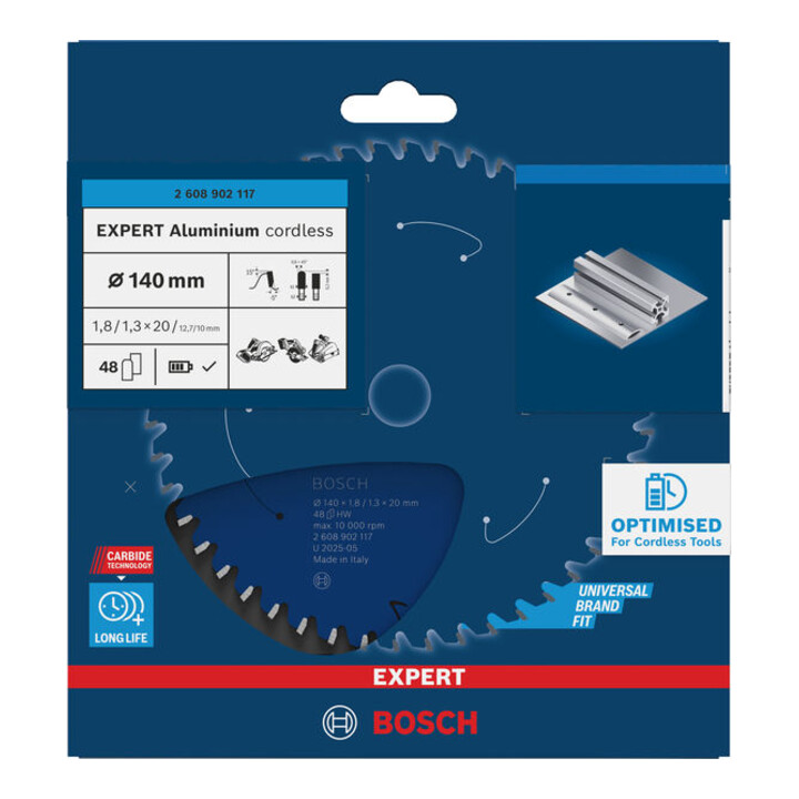 Bosch EXPERT Aluminium cirkelzaagblad, 140x20 mm, Z48