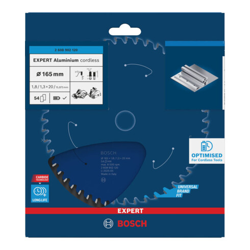 Bosch EXPERT Aluminium cirkelzaagblad, 165x20 mm, Z54
