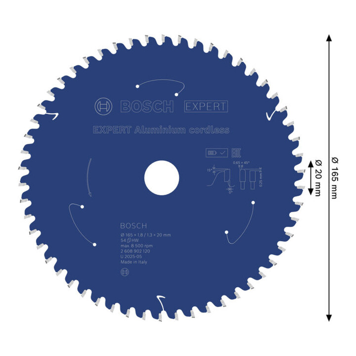 Bosch EXPERT Aluminium cirkelzaagblad, 165x20 mm, Z54