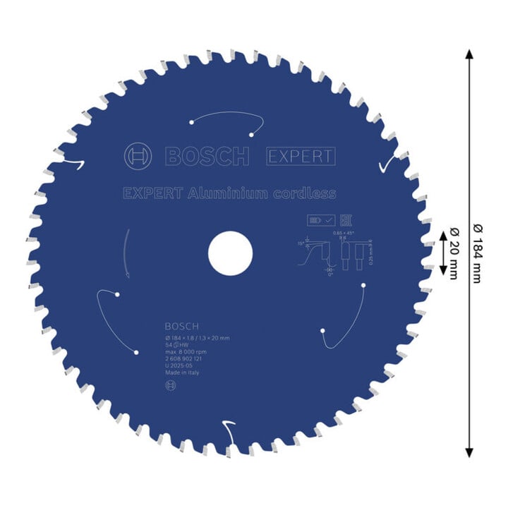 Bosch EXPERT Aluminium cirkelzaagblad, 184x20 mm, Z54