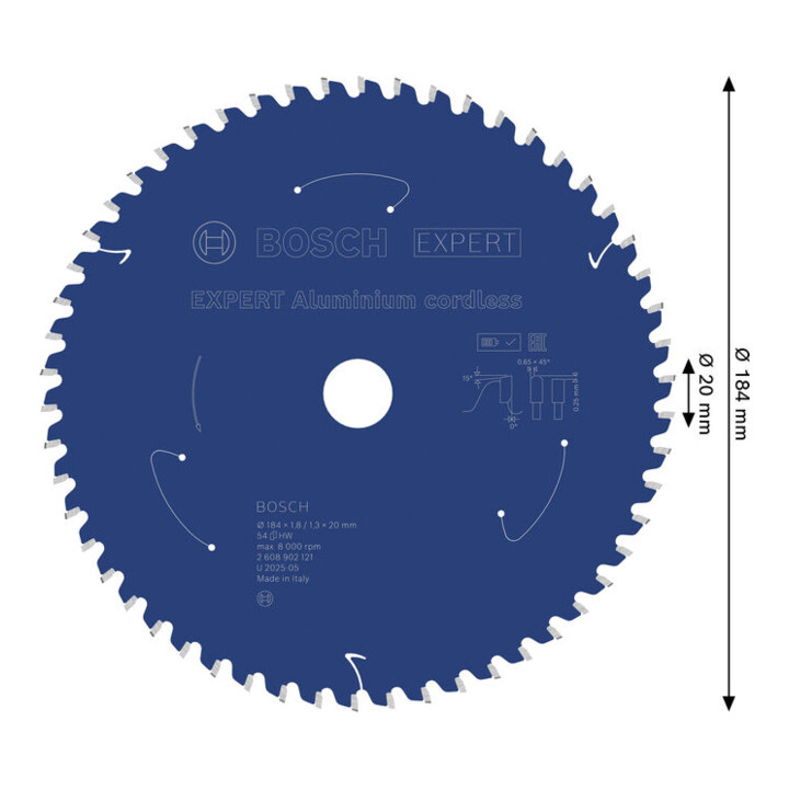 Bosch EXPERT Aluminium cirkelzaagblad, 184x20 mm, Z54