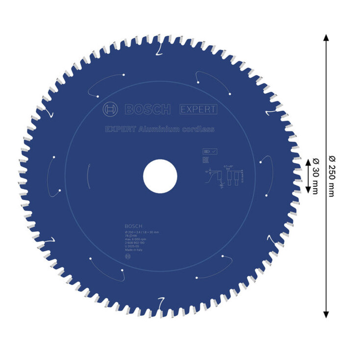 Bosch EXPERT Aluminium cirkelzaagblad, 250x30 mm, Z78
