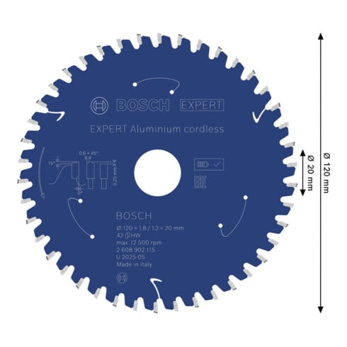 Bosch EXPERT Aluminium Kreissägeblatt, 120x20 mm, Z42