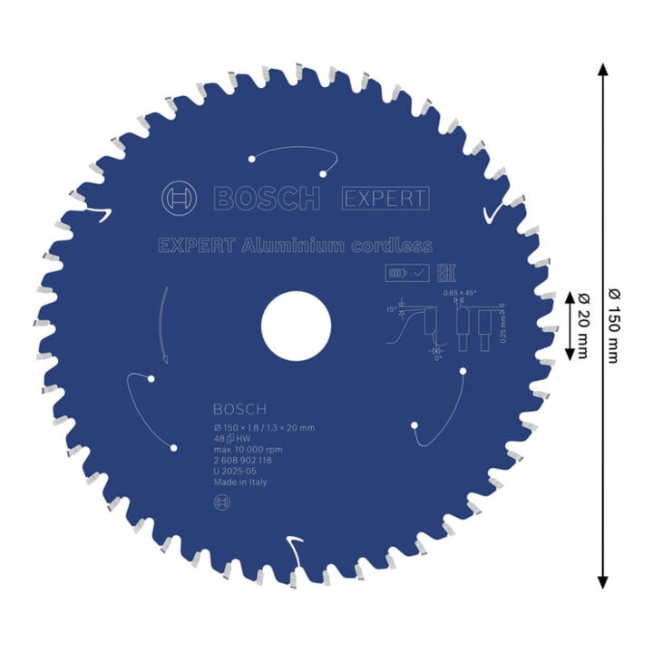 Bosch EXPERT Aluminium Kreissägeblatt, 150x20 mm, Z48