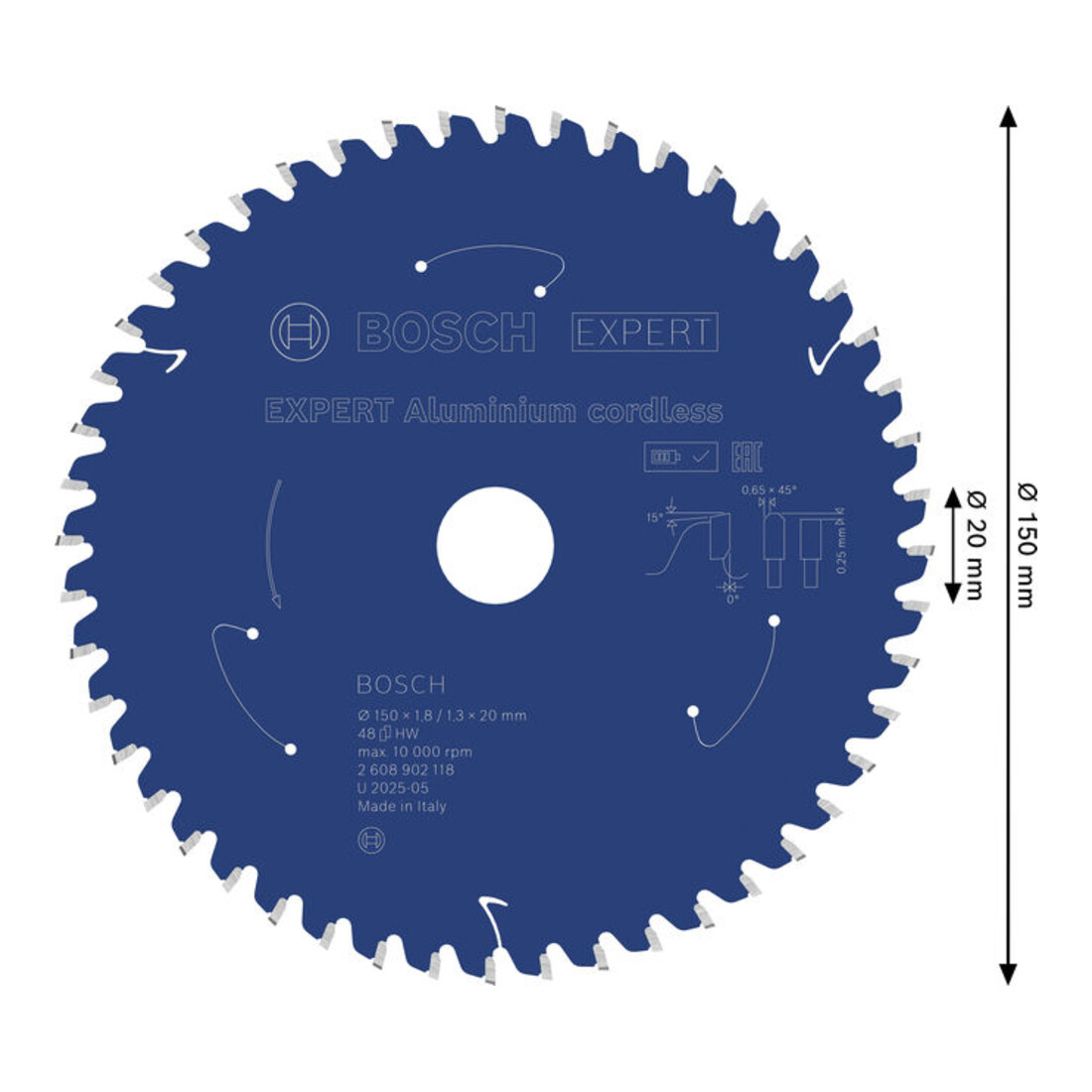 Bosch EXPERT Aluminium Kreissägeblatt, 150x20 mm, Z48