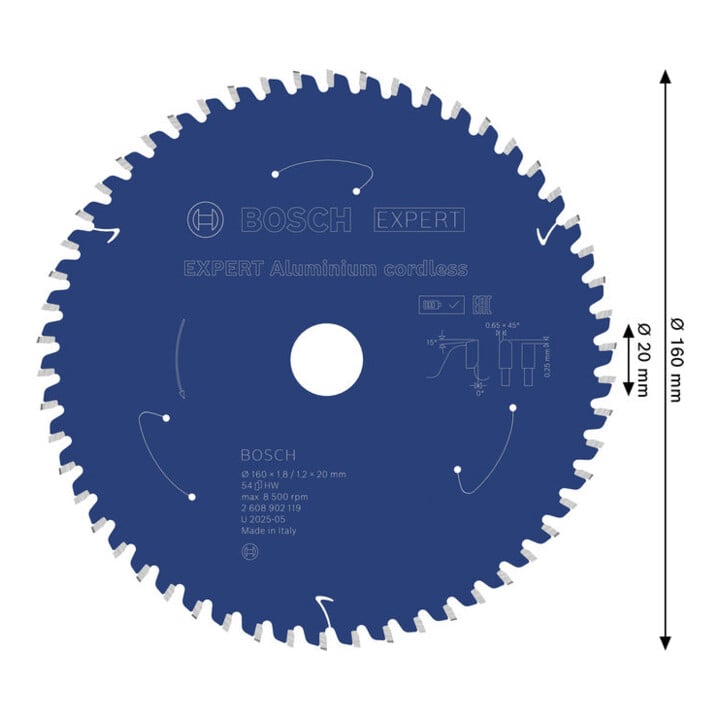 Bosch EXPERT Aluminium Kreissägeblatt, 160x20 mm, Z54