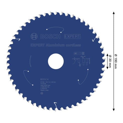Bosch EXPERT Aluminium Kreissägeblatt, 190x30 mm, Z54