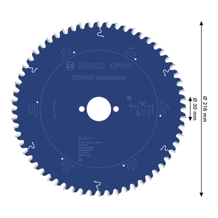 Bosch EXPERT Aluminium Kreissägeblatt, 216x30 mm, Z60
