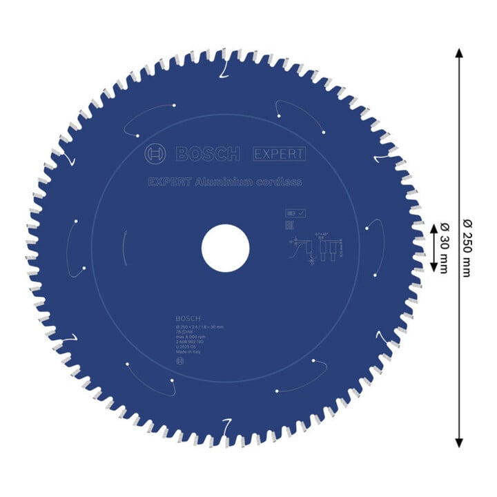 Bosch EXPERT Aluminium Kreissägeblatt, 250x30 mm, Z78