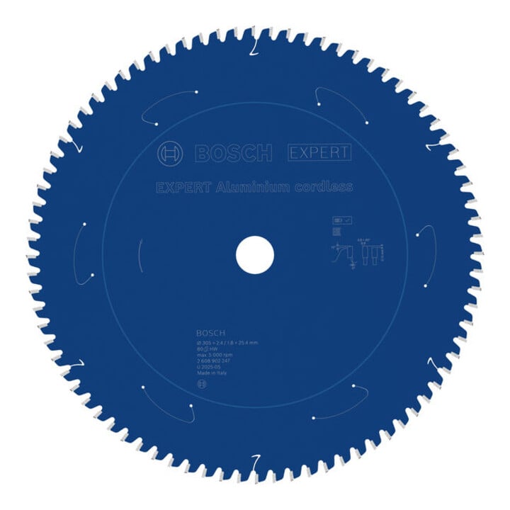 Bosch EXPERT Aluminium snoerloze cirkelzaagblad, 305 x 2,4/1,8 x 25,4 mm, Z80