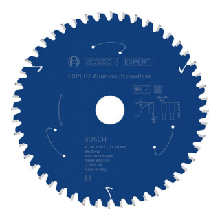 Bosch EXPERT Aluminium zaagblad, 136x20 mm, Z48