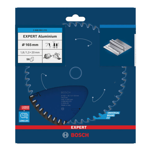 Bosch EXPERT Aluminium zaagblad, 165x20 mm, Z56