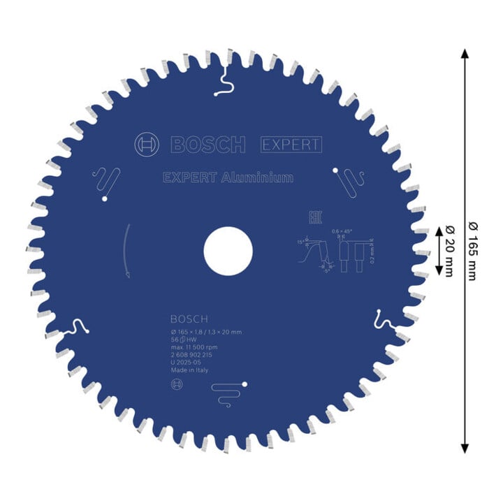 Bosch EXPERT Aluminium zaagblad, 165x20 mm, Z56