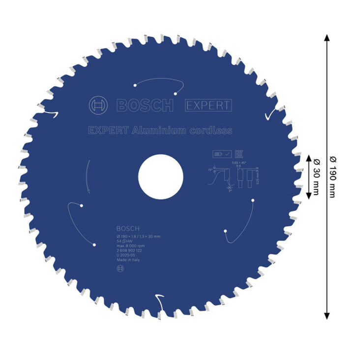Bosch EXPERT Aluminium zaagblad, 190x30 mm, Z54