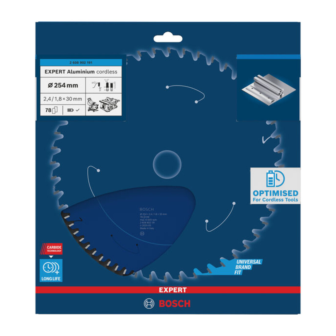 Bosch EXPERT Aluminium zaagblad, 254x30 mm, Z78