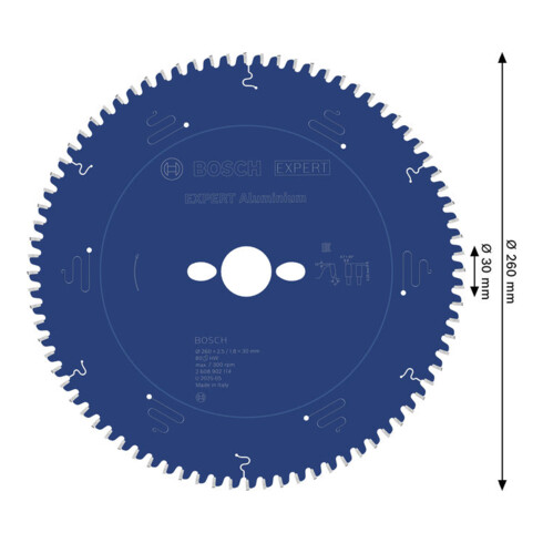 Bosch EXPERT Aluminium zaagblad, 260x30 mm, Z80
