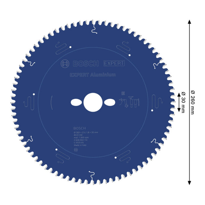 Bosch EXPERT Aluminium zaagblad, 260x30 mm, Z80