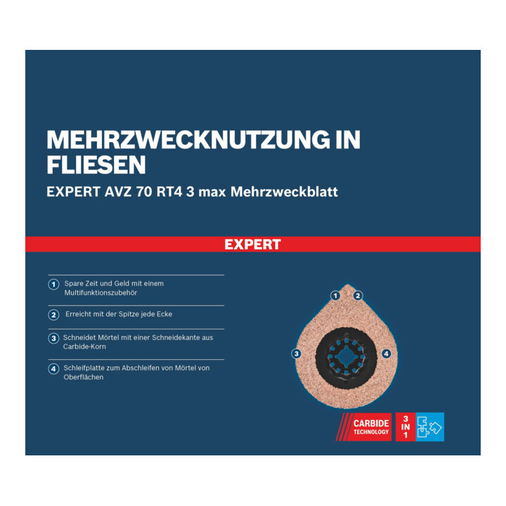 Bosch EXPERT AVZ 70 RT4 3 max Fugenentfernungsplatte, Ø 70 mm
