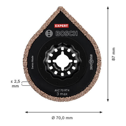 Bosch EXPERT AVZ 70 RT4 3 max piastra per rimozione fughe, Ø 70 mm