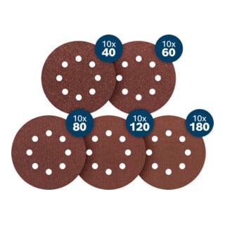 Bosch EXPERT C430 Schuurpapier Set, K40/K60/K80/K120/K180, 125 mm, 50-dlg.