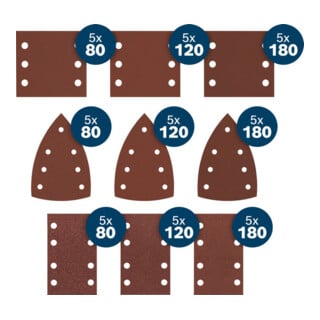 Bosch EXPERT C430 Set de papiers abrasifs, 115×107/100×150/80×133 mm : K80,5/120,5/180, 45 pcs