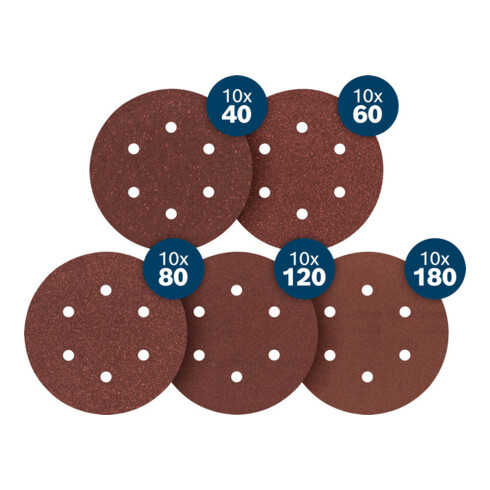 Bosch EXPERT C430 Set di carte abrasive, K40/60/80/120/180, 150 mm, 50 pz., Starter Pack