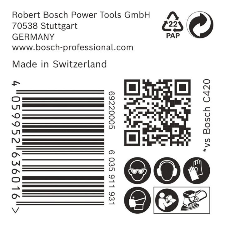 Bosch EXPERT C470 Papier abrasif, 102 x 62/93 mm, G 240