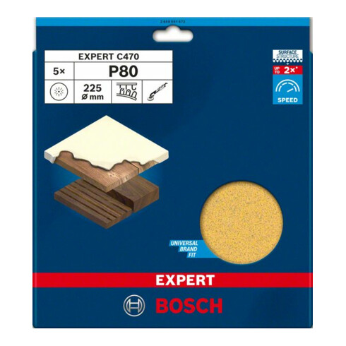 Bosch EXPERT C470 Papier abrasif, 225 mm, G 80