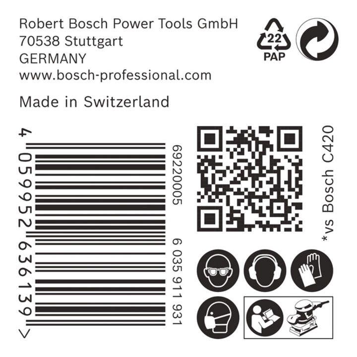 Bosch EXPERT C470 Papier abrasif, 80 x 133 mm, G 120